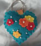 Blue Floral Heart Keyring