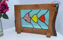 Wood framed stained glass