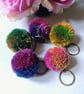 Wool Pompom Keyring, 5cm, Fluffy Pompom Plush Keychain, Stocking Filler.