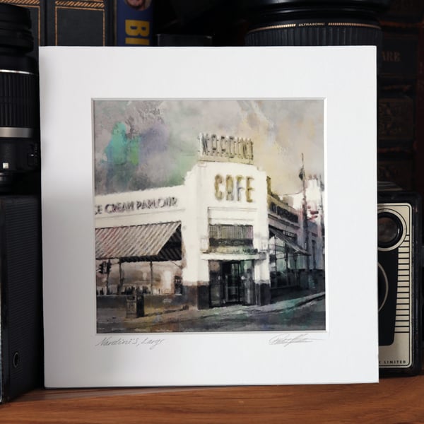 Nardinis Cafe, Largs Scotland, Archival Photo Print Mounted