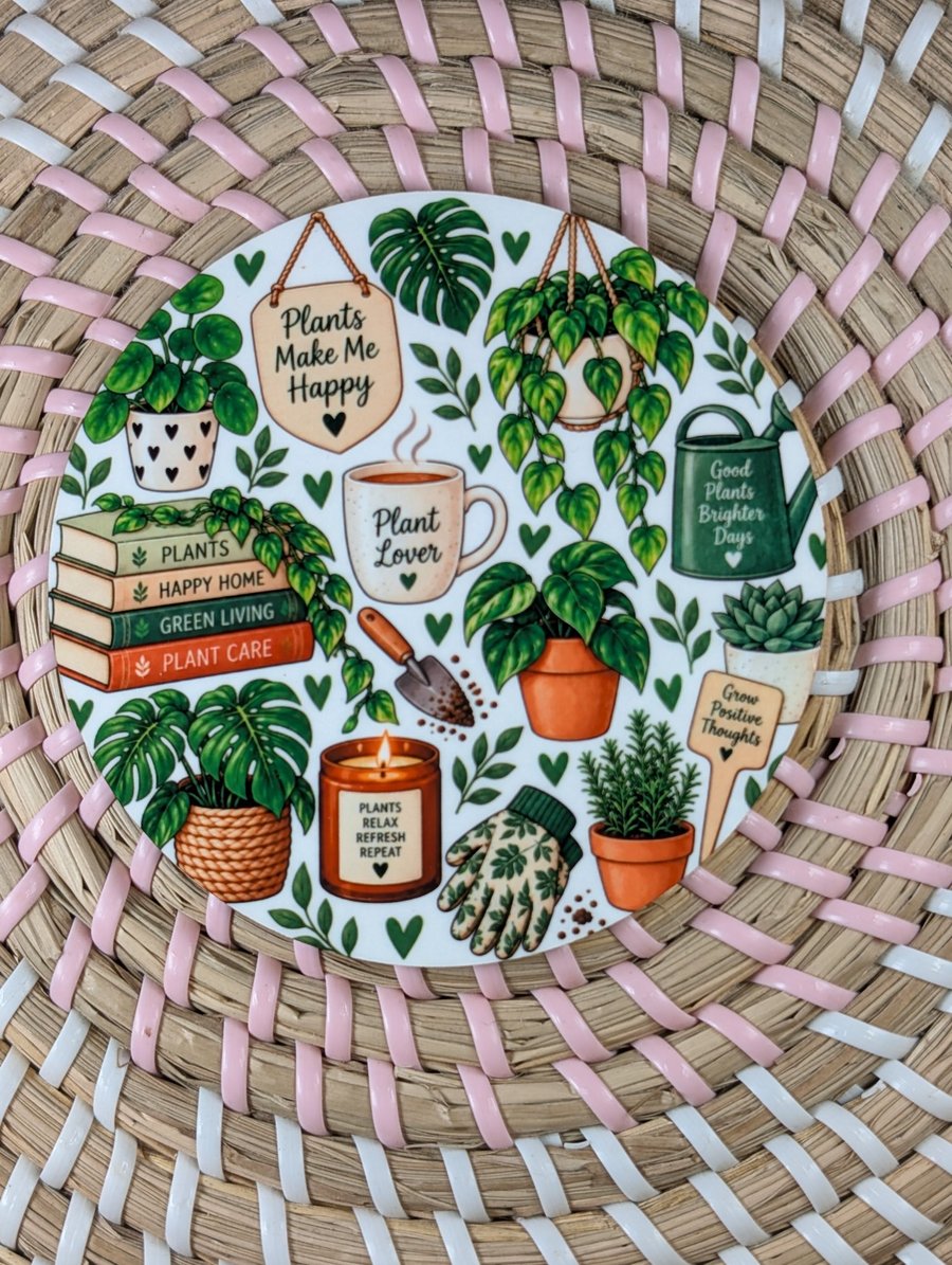 Plant Lover Coaster – Plants Make Me Happy – Gardening Gift – Plant Lover Gift
