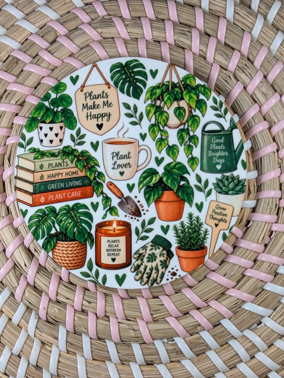 Plant Lover Coaster – Plants Make Me Happy – Gardening Gift – Plant Lover Gift