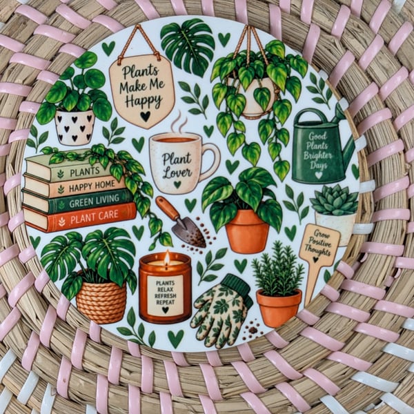 Plant Lover Coaster – Plants Make Me Happy – Gardening Gift – Plant Lover Gift