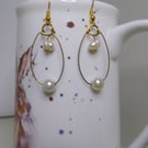 Handmade Wire & Imitation Pearl Earrings