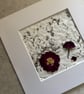 Original Pressed Floral Art, Handmade Paper, with Mount
