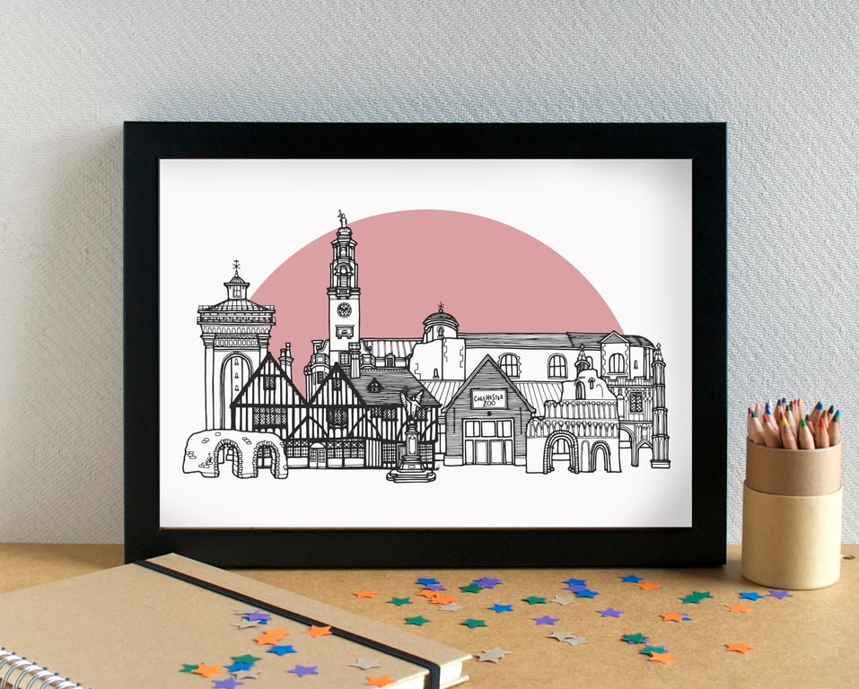 Colchester Landmarks Skyline Art Print