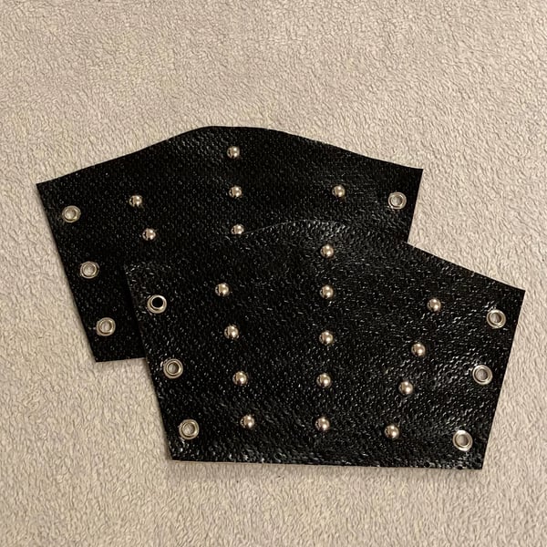 Uniquely Patterned Black Leather Spotted Bracers - Sm Pair