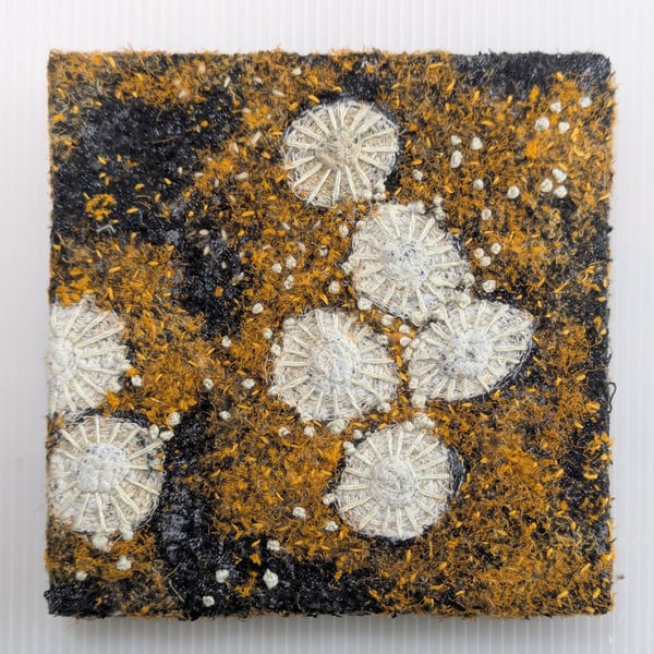 Coastal Dreams Textile Art: burnt orange - UNFRAMED