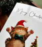Festive cat Christmas card Santa feline in hat greeting pet lover holiday wishes - Image 2