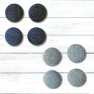 Handmade Fabric Covered Buttons, Set of 4, Denim Buttons, 23mm