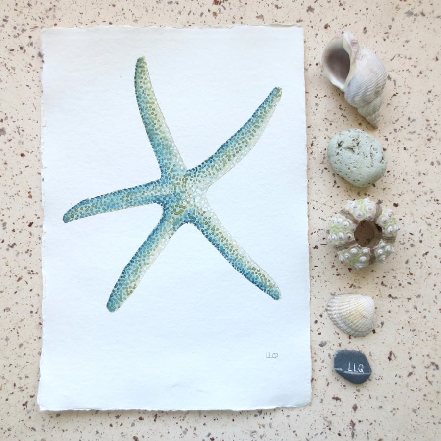 Sale Original starfish painting in watercolour seaside collection series art