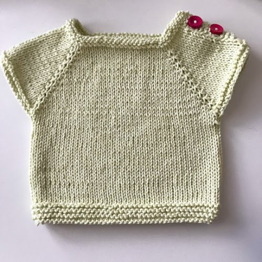 Hand Knitted Baby Top - yellow cotton - 0-3months