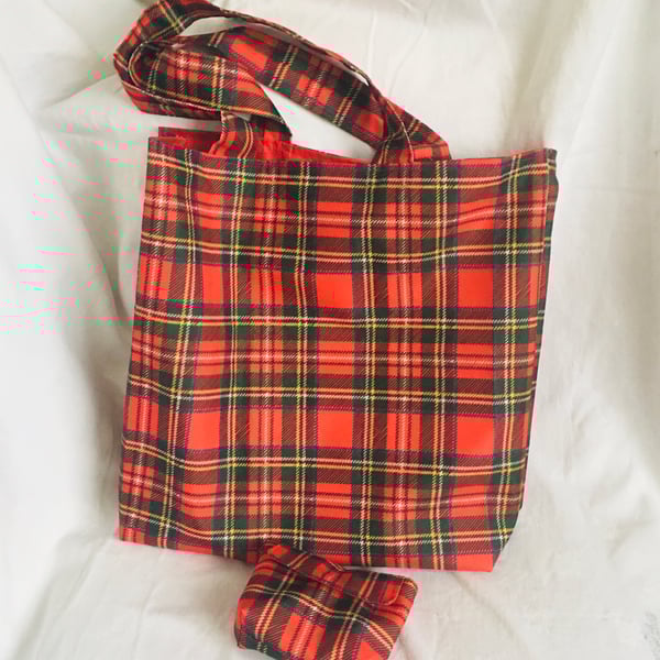 Fold Away Shopper Tote Bag & Matching Pouch, Water Resistant Shopping Bag.