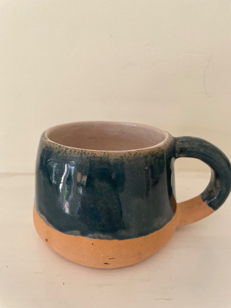 Ocean blue hand built ceramic mug 