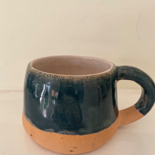 Ocean blue hand built ceramic mug 