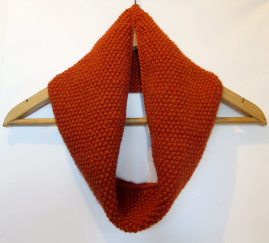 Cowl Infinity Scarf in Burnt Orange Alpaca Wool