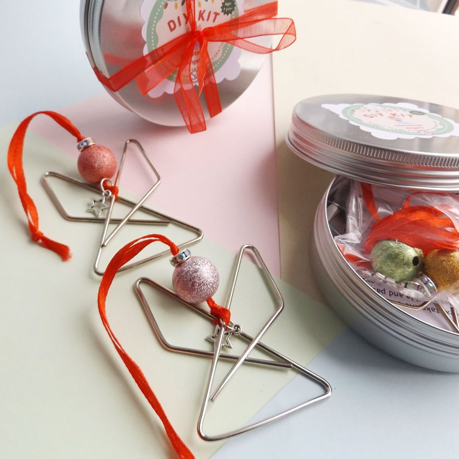  Set of 2 DIY Christmas Decorations, Wire Angels craft kit