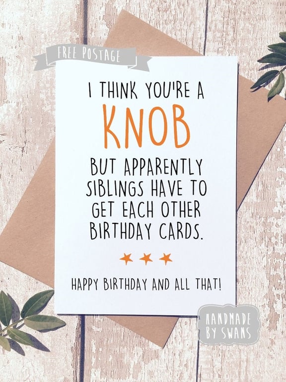 Funny birthday card, birthday card brother, birthday card sister, Sibling, birth