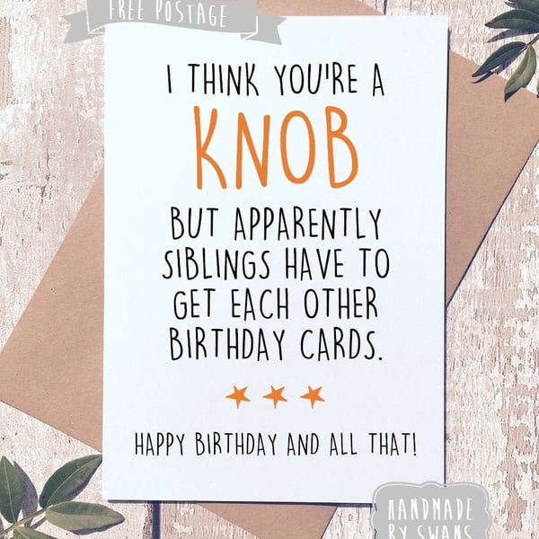 Funny birthday card, birthday card brother, birthday card sister, Sibling, birth