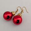 Christmas bauble earrings - shiny red