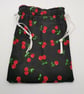 Handmade Cherry Fabric Drawstring Bag