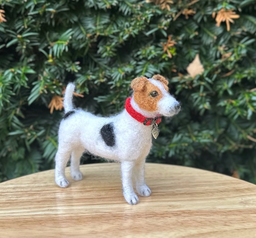 Needle Felted Jack Russell Terrier Ornament 
