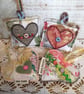 Handmade Lavender Heart Sachets, Upcycled Fabric Shabby Chic Home Fragrance