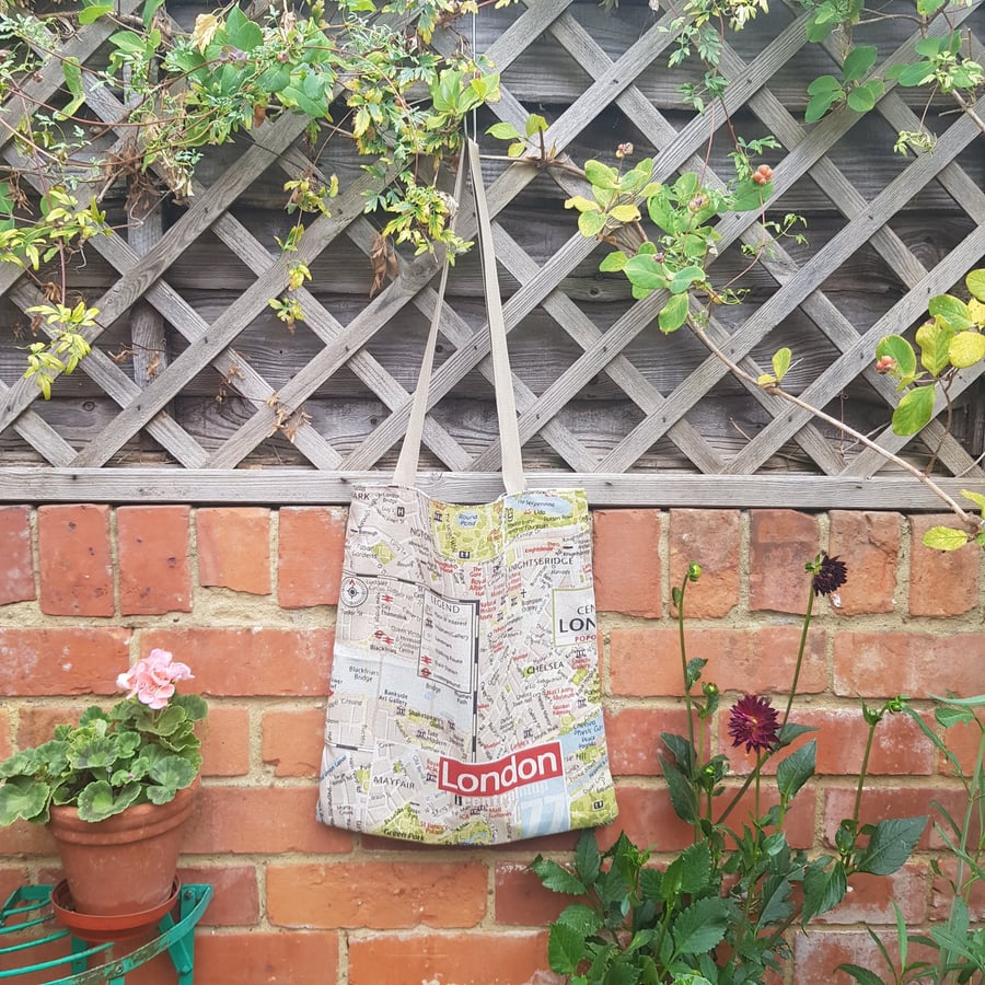 Tote bag "London"; fully lined with inside pocket 