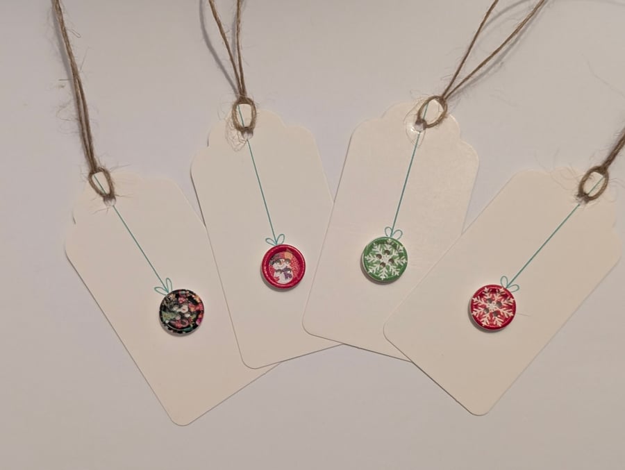 Homemade Christmas gift tags pack - colourful baubles