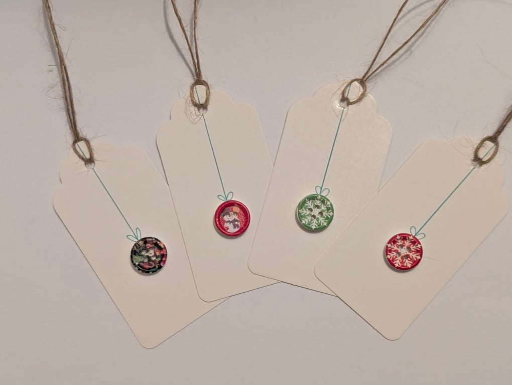 Homemade Christmas gift tags pack - colourful baubles