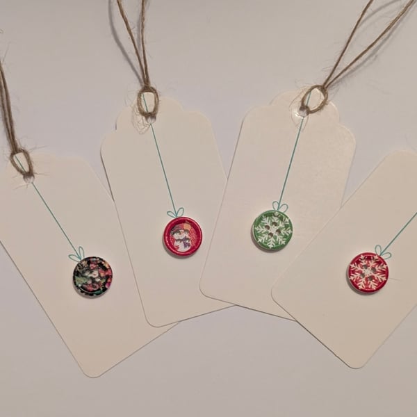 Homemade Christmas gift tags pack - colourful baubles