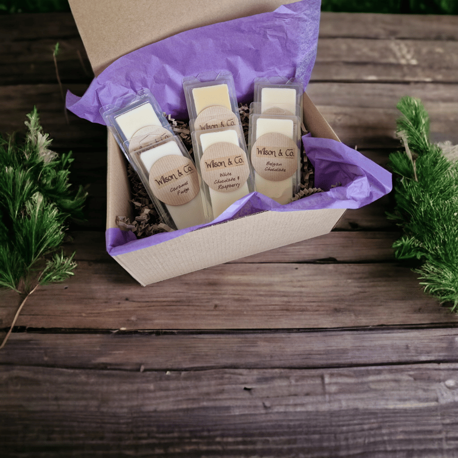 Wax Melt Gift Box - 6 Chocolate scented soy wax melt snap bars 50g 