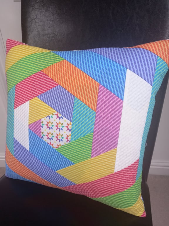 Kaleidoscope quilted patchwork cushion