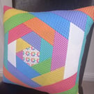 Kaleidoscope quilted patchwork cushion