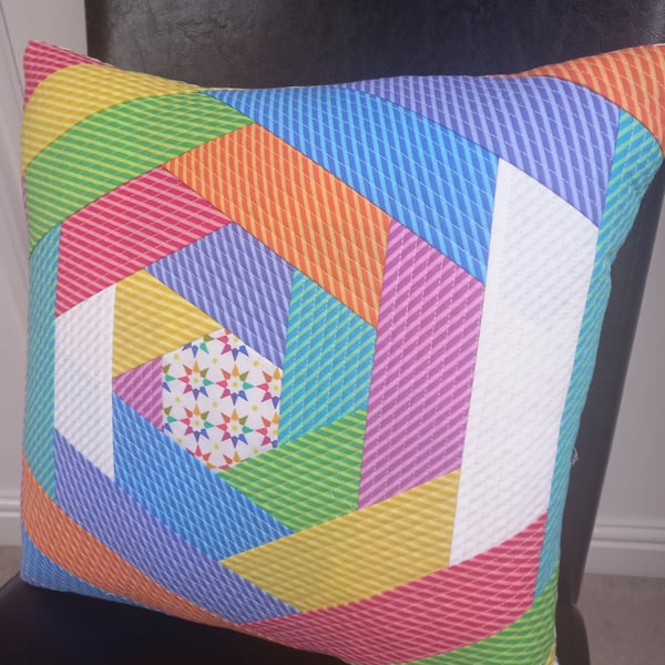 Kaleidoscope quilted patchwork cushion