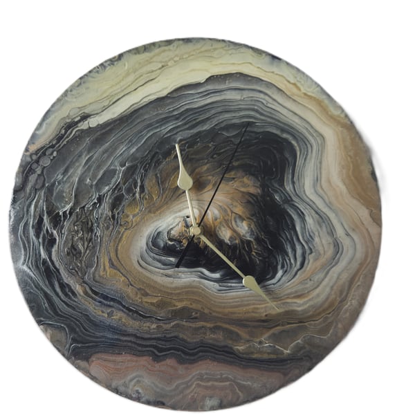 "Sacred Discovery" Hand-Painted Fluid Art Wall Clock, Silent Home DecorGift Idea