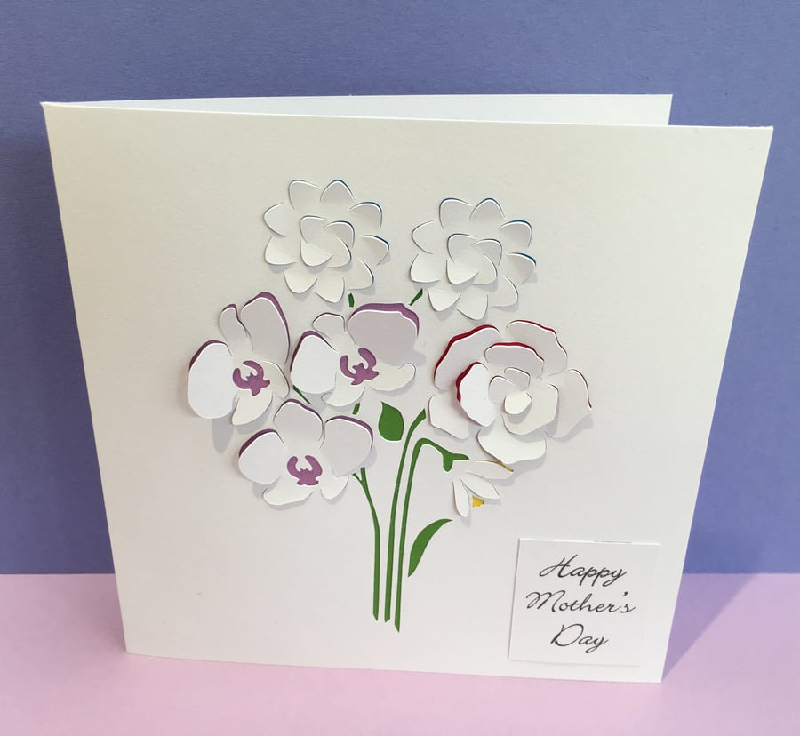 Birthday Card - Mother's Day Card - Paper Cut Flowers