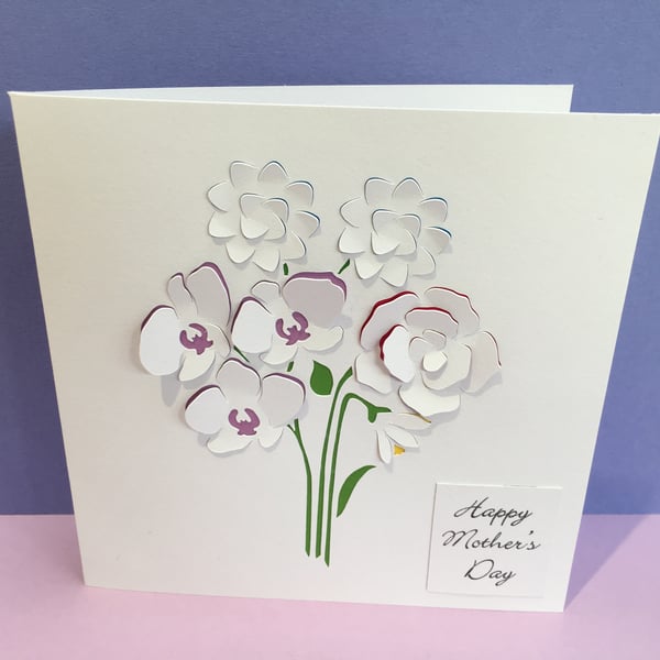 Birthday Card - Mother's Day Card - Paper Cut Flowers