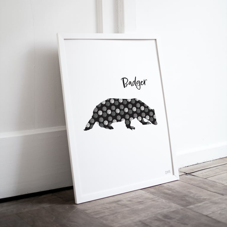 Spotty Badger A4 Art Print