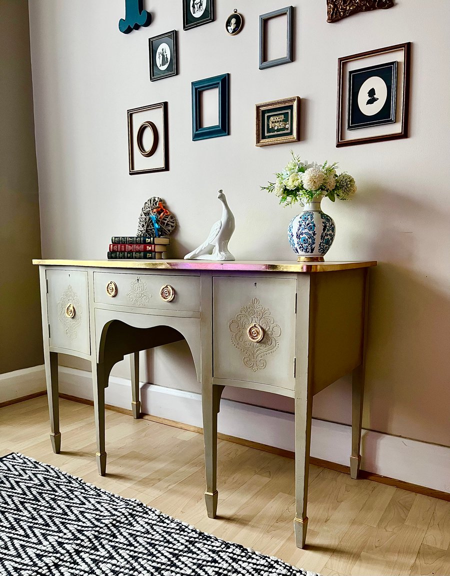 Vintage  Solid  Sideboard Carved Dresser Cabinet  Console Table