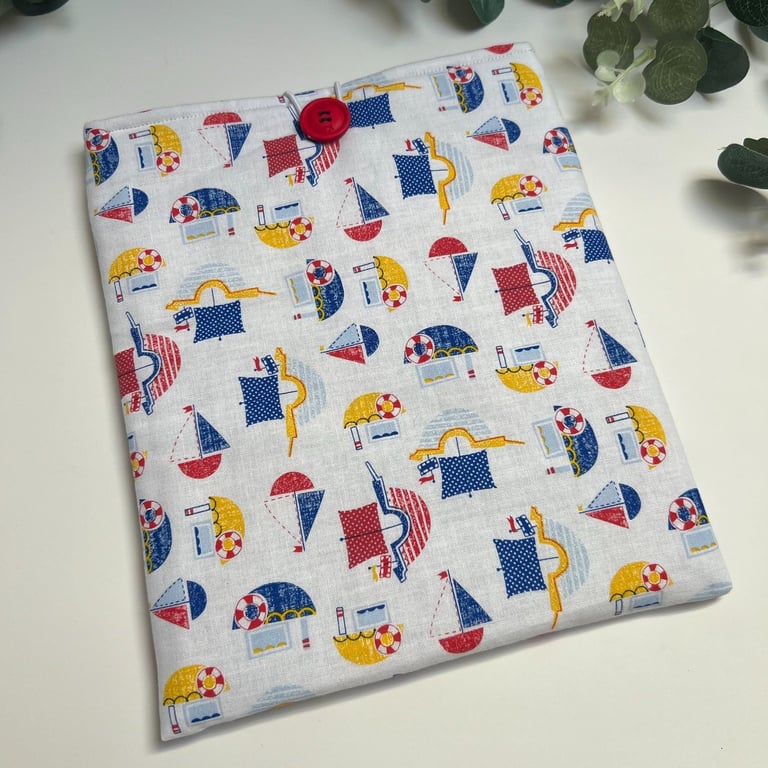 Handmade Padded Book Bag: Boats Book Cover, Book Protector