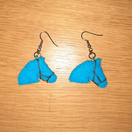Horse's Head Earrings - blue