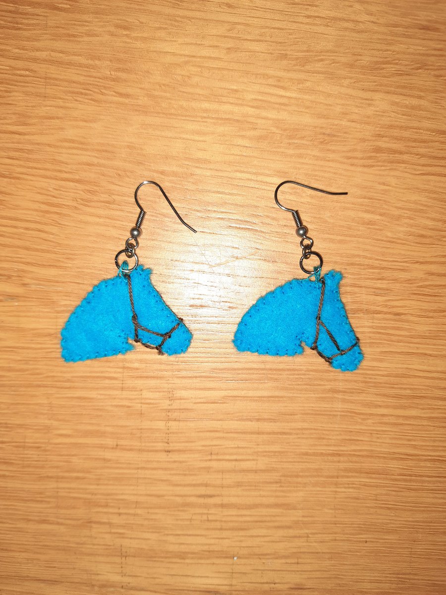 Horse's Head Earrings - blue