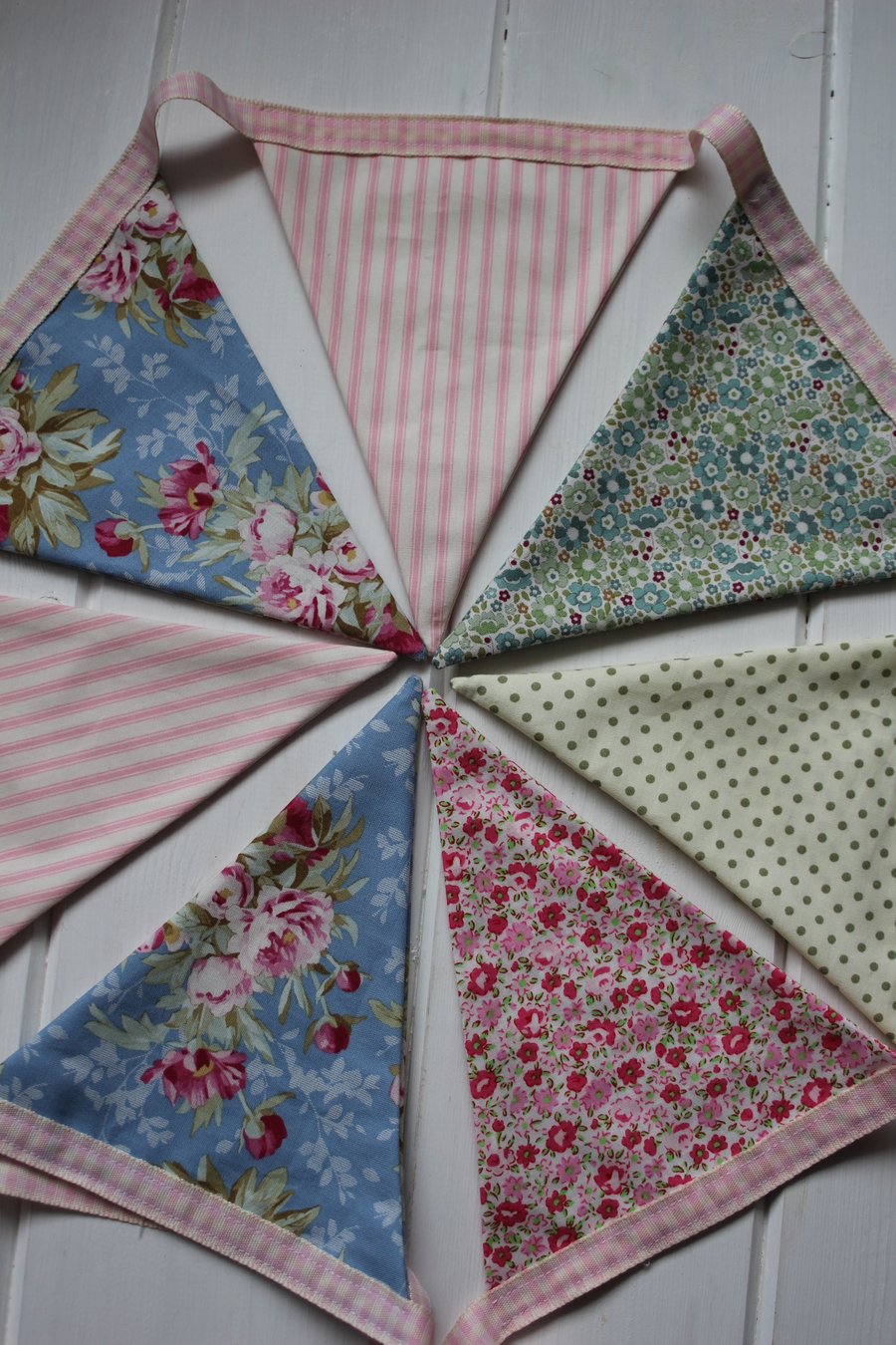 Summery bunting - 3 metres in floral, polka dot and stripy cotton fabrics