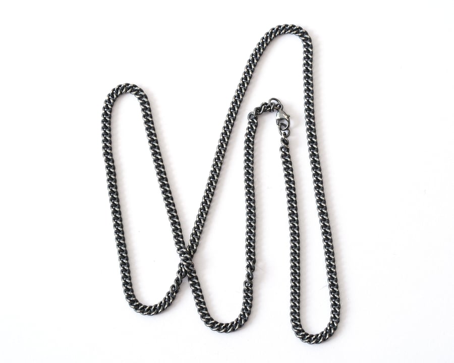Oxidised Sterling Silver Curb Chain
