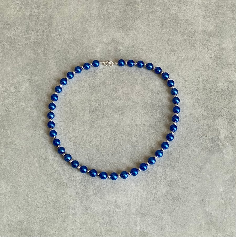 Handmade Blue & Silver Ladies Necklace
