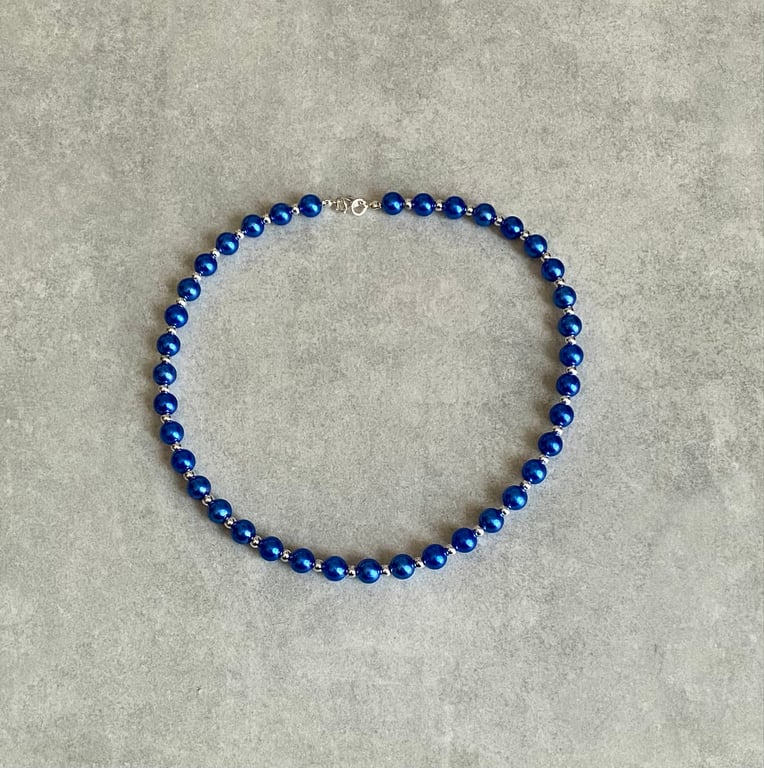 Handmade Blue & Silver Ladies Necklace