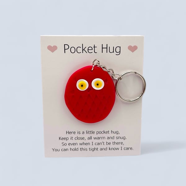 Ruby Quartz Owl Pocket Hug Keychain or Bag Charm