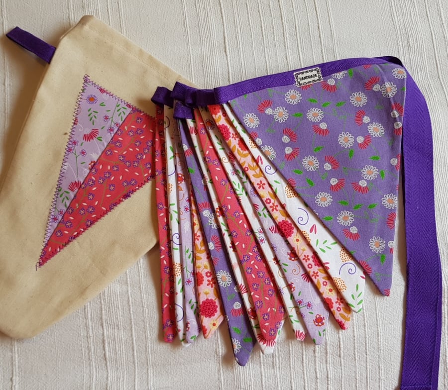  Bunting in a bag: mauve and pink