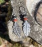 Silver,  Jasper and agate feather earrings - Image 5